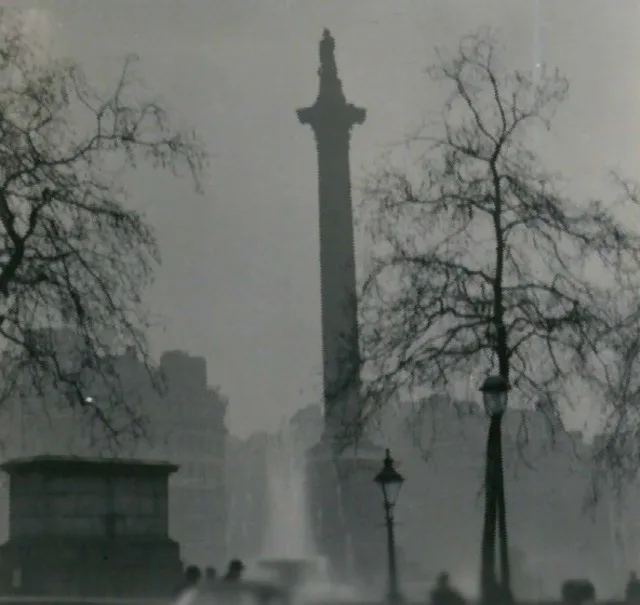 Nelson's Column barely visible through the Great Smog in London in December 1952